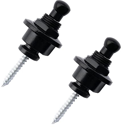 Musiclily Basic Gitarre Strap Locks Security Lock Gurtpins Schwarz 2 Stück | Metall Rundkopf Schaller-Style Straplocks für E-Akustikgitarre oder Bass