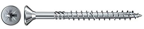 Fischer Spanplattenschrauben Power-Fast, 3,5x35, Senkkopf, blauverzinkt, Teilgewinde Kreuzschlitz PZ, 652076, VPE 1000 Stück