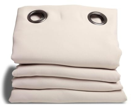 Moondream DecibelControl™ Akustikvorhang 3in1 | Lärmschutz | Thermoisolierung Winter+Sommer | 100% Verdunkelung | Patentierte Technologie | EU Herstellung | Ösen | Beige MC634 | 140B x 350H cm