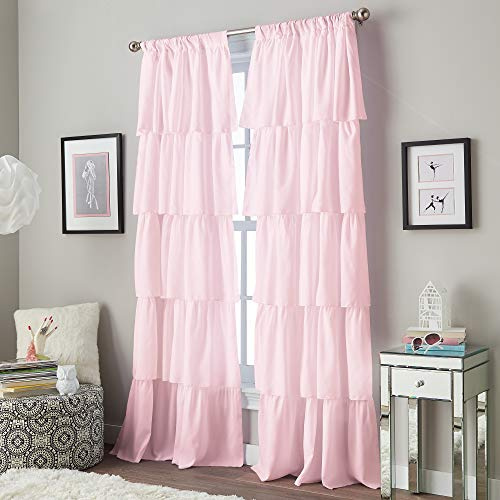 Gardworks volang stång ficka 100% polyester, 160 cm, gardinpanel, rosa | Stångficka, polyester