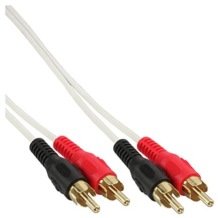 InLine 89938W Cinch Kabel, 2x Cinch, Stecker / Stecker, weiß / gold, 5m