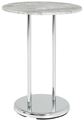 HAKU Sidobord betongutseende, krom, MDF, metall - Storlek: H 55 cm x Ø 40 cm, Stil: Modern