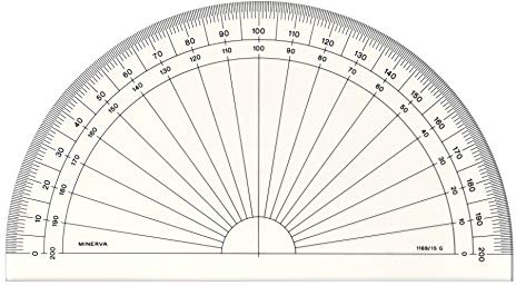 MINERVA Halbkreis Winkelmesser, Gon 200, 15 cm, transparent