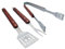 LAGUIOLE - Set Barbacoa 3 utensilios prácticos - Espátula - Tenedor - Tenazas - Acero inoxidable, Madera - Caja de regalo - Para verduras, carne, pescado, parrillas - acero inoxidable, madera - Marrón oscuro