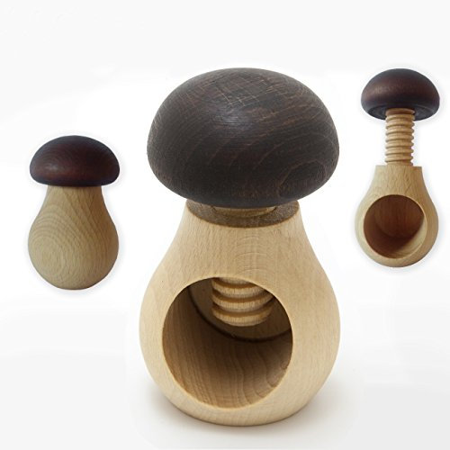 Holzfee 3-er Pack Nussknacker Pilz Kappe Dunkelbraun/Nussschraube