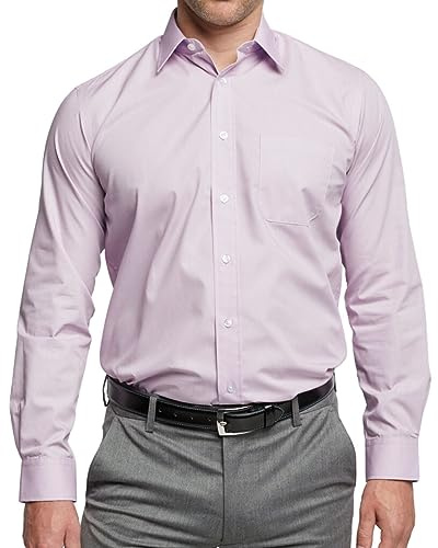 Double TWO Classico Misto Cotone Camicia a Maniche Lunghe (3300) in Colletto Taglia 15 a 23 Inches, Multiplo Colore Opzioni - Lilla, (Colletto 15.5 / Torace 42-40)