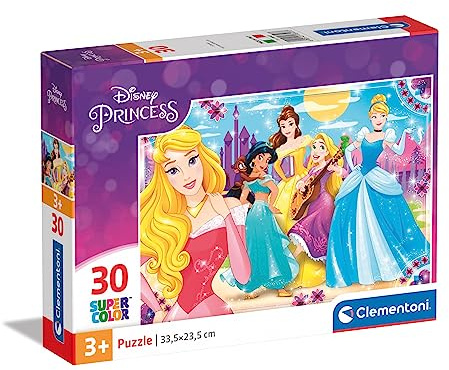 Clementoni 8503 Supercolor Princess – Pussel 30 delar från 3 år, färgglatt barnpussel med speciell ljusstyrka och färgintensitet, skicklighetsspel för barn