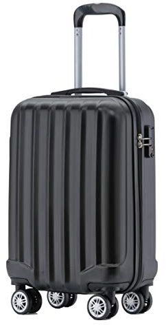 BEIBYE TSA-Schloß 2080 Hangepäck Zwillingsrollen Reisekoffer Koffer Trolley Hartschale Handgepäck M(Boardcase) (Schwarz, M)