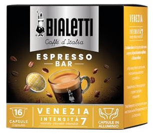 Bialetti Caffè d'Italia, Box 16 Capsule, Venezia, Intensità 7, Compatibili con Macchine Bialetti sistema chiuso, 100% Alluminio