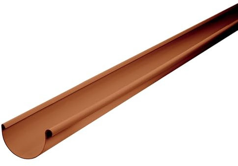 INEFA Grondaia in PVC semicircolare 200cm 100mm, marrone canali di gronda, in pvc per tettoia, montaggio facile a innesto, Made in Germany