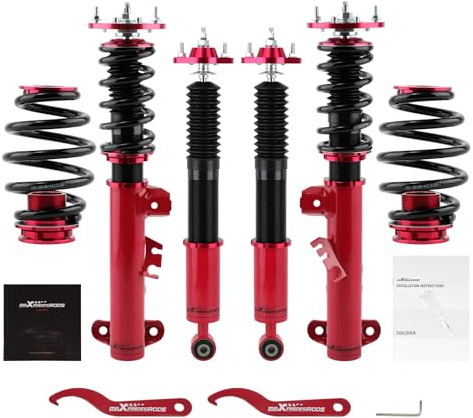 maXpeedingrods Gewindefahrwerk Stoßdämpfer verstellbar für E36 3-Serie Domlager Kit