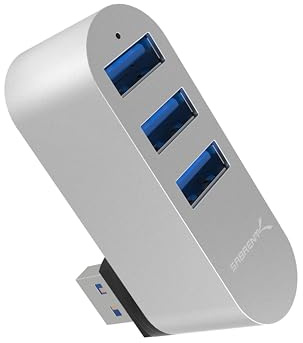 SABRENT USB hub 3.2 Gen 1, USB Adapter, drehbar USB Verteiler, Aluminum mehrfach verlängerung, für PS4/PS5, Gaming PC, Laptop, USB Stick, drucker, Keyboard, MacBook, und mher (HB-R3MC)