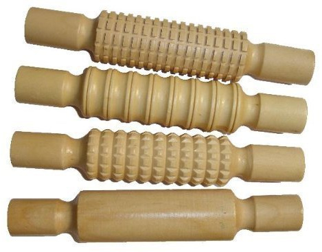 4 x Wooden Textured Rolling Pins by Arts & Crafts World
