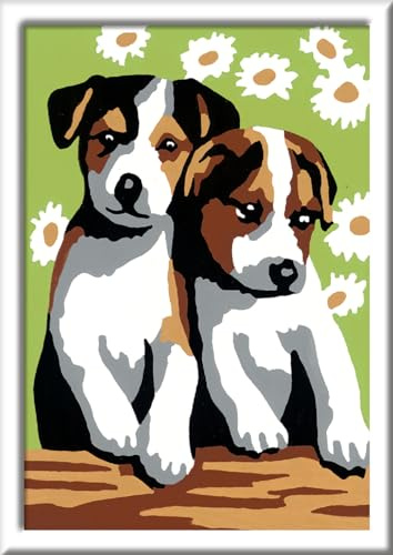 Ravensburger CreArt 29681 – söt valp – måla efter siffror hund för barn från 7 år, gul