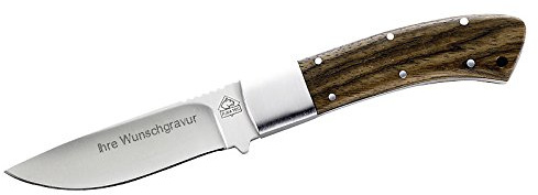 P Puma TEC Gürtelmesser, AISI 420, Zebrawood mit persönlicher Gravur