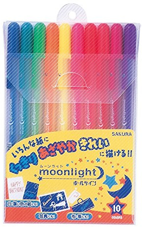 Sakura Crepas Gel Ballpoint Pen, Ballpoint Sign, Moonlight, 10 Colors, PGB10M