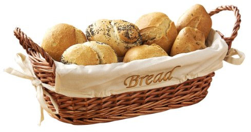 Premier Housewares Wicker Bread Basket with Cream Fabric Lining - 12 X 28 X 15 cm, Natural, Beige