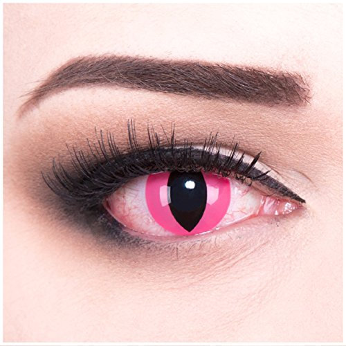 Funnylens 1 Paar farbige Cosplay Manga Crazy Fun Jahres Kontaktlinsen Pink Cat mit gratis Linsenbehälter und VERDREHSCHUTZ.Perfekt zu Halloween, Karneval und Kostüm.