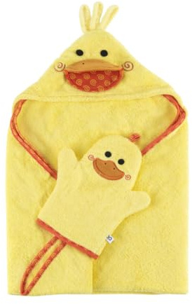 Zoocchini Kapuzenhandtuch für Babys, 100% Baumwolle, Motiv: Puddles The Duck