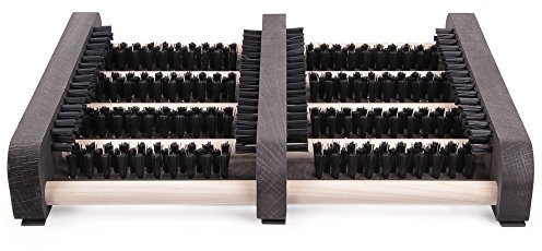 Ondis24 Fußabtreter Schuhabstreifer mit Seitenleisten aus Holz Schuhputzer, stabile Bürsten