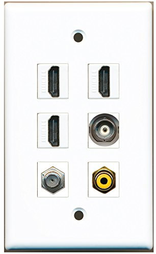 Riteav – 3 porta HDMI 1 RCA giallo 1 cavo coassiale TV tipo F 1 porte BNC da parete piastra