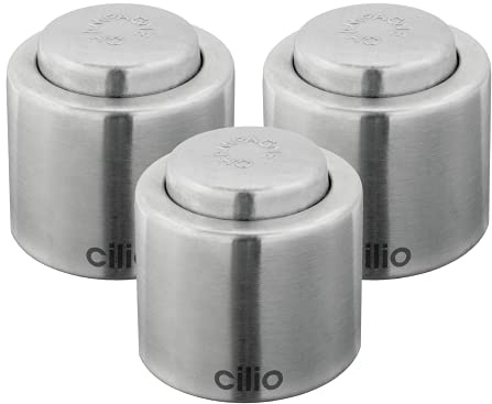 Cilio Stainless Steel Champagne Sealer, Bottle Stopper for Sealing Champagne Bottles, Pack of 3