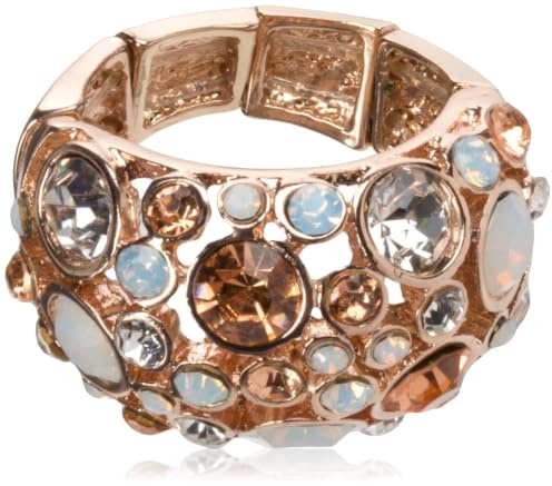 GUESS Basic Ring aus Roségold, gewölbt, mit mehreren Steinen, Größe 7–9, Rotgold, Roségold, Kein Edelstein
