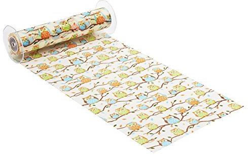 Hobbyfun CREApop® Dekostoff 28 cm x 15 m, Eulen grün-türkis