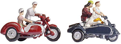 NOCH Motorradfahrer, Miniaturfiguren Set Spur N, handkoloriert für Modellbau und Dioramen