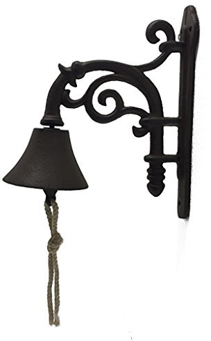 Türglocke aus Gusseisen, mit verspielten Ornamenten, zum Anbringen. Nostalgie Antik-Look