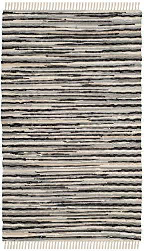 SAFAVIEH Rag Rug Collection Accent Rug - 2'6 x 4', Black & Multi, Handmade Boho Stripe Cotton, Ideal for High Traffic Areas in Entryway, Living Room, Bedroom (RAR129Q)