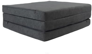 FORTISLINE Klappmatratze 195x80x9 cm, 3-teilige Faltmatratze, Gästematratze, Reisematratze und Campingmatratze, Schaumstoffmatratze mit abnehmbarem Bezug, Oeko-TEX, hergestellt in der EU
