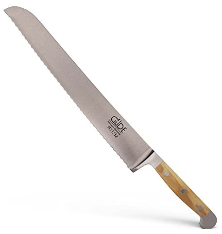 GÜDE Solingen - Brotmesser geschmiedet, 32 cm, Olivenholz, ALPHA OLIVE, Doppelkropf, Handmade Germany