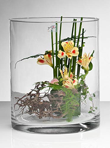 Sandra Rich, vaso di vetro Cyli cilindrico trasparente, tagliato a caldo, con diametro 25 cm, Vetro, clear, 40 cm