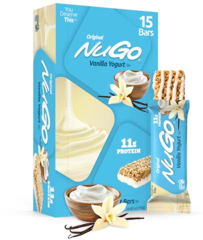 NuGo Protein Bar, Vanilla Yogurt, 11g Protein, Gluten Free, 15 Count