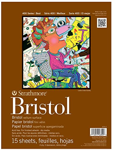 Strathmore 400 Series Tape Bound 2-Ply Bristol Pad, Vellum Surface, 11 X 14 inches, White, 15 Sheets (475-1)