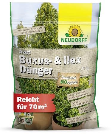 Neudorff Azet Buxus- IllexDünger – Bio Buxusdünger für kräftige und gesunde Buxus, Illex und andere Immergrüne mit Sofort- & Langzeitwirkung, 1,75 kg