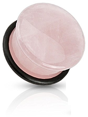 Tapsi´s Coolbodyart® Single Flared Plug Rosenquarz O Ring Rosa 8mm