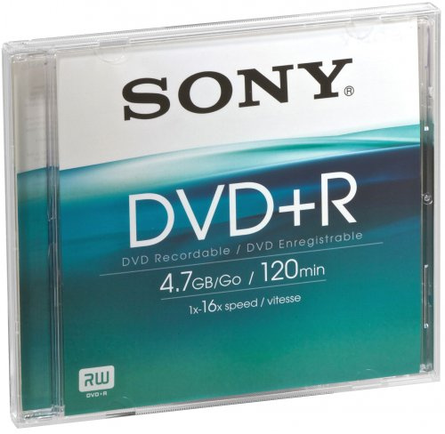 Sony DPR120AS16 beschreibbare 4,7GB DVD+R Speichermedium 16x, 120 Minuten (1er Pack)