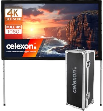 celexon Mobil Expert Faltrahmen-Rück-Leinwand 170 | 366x229 cm 16:10 | transportable 4K, Full-HD Projektionsfläche mit Standgerüst für Ihren Outdoor- & Heimkino-Beamer | inkl. Roll-Koffer