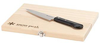 Snow Peak Packable Cutting Board & Knife Set, for Camping, Backpacking, Picnics, Caravans,Brown / Silver / Black