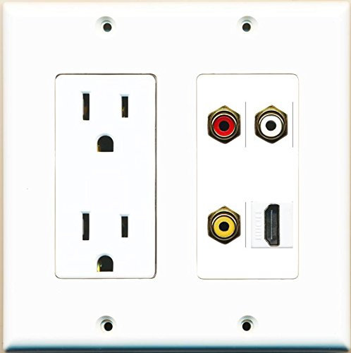 RiteAV RCA rojo blanco RCA RCA amarillo placa de pared toma de corriente HDMI blanco blanco