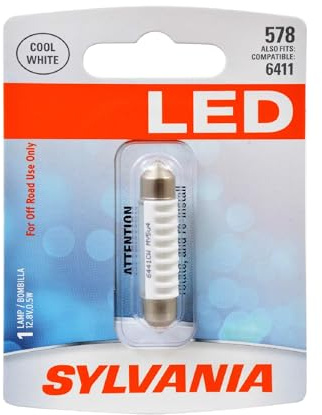SYLVANIA - 578 41mm Festoon LED White Mini Bulb - Bright White LED - Ideal for Interior Lighting - Map, Dome, Cargo & License Plate (Contains 1 Bulb)