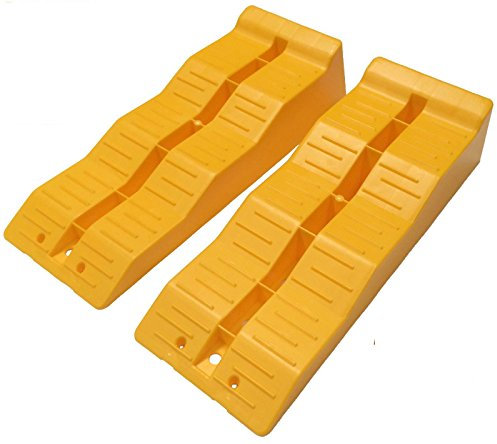 KATSU Caravan Leveling Ramps, 5 Ton Capacity 2 PCs Heavy Duty 3 Step Plastic Caravan Camping Motorhome Ramps for Vehicles Garage Workshop Car Service 161912