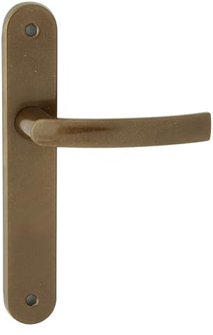 domino Türgriff Blind Drückergarnitur | Langschildgarnitur | Türklinke für Zimmertür, Bürotür, Kellertür & Innentür | L-Form | Türbeschläge aus Stahl | Bronze Türdrückergarnitur | PRO M3