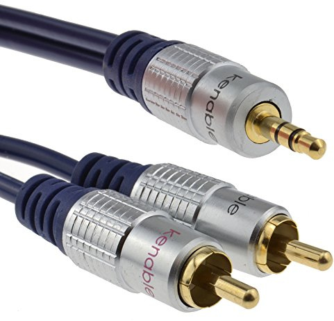 kenable Pur HQ cuivre desoxygéné 3,5 mm Stéréo Jack Vers 2 RCA Cinch Fiches câble Plaqués Or 15 m [15 mètre/15m]