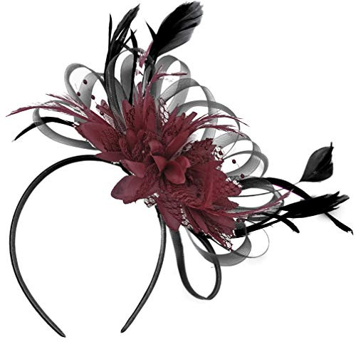 & Fascinator - Fascia per capelli da donna, Royal Ascot Races, Borgogna, Taglia unica