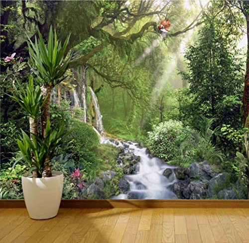 Wall Art Desire Tropical Rainforest Waterfall Wall Mural Photo Wallpaper Relax Calm Birds (Paper 220gsm Premium, XX Large 3000mm x 2400mm)