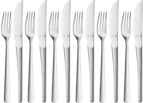 WMF Corvo Couverts à Dessert 12 pièces, Couverts d'entrée pour 6 Personnes, Couverts de Petit-déjeuner, Finition Mate Cromargan Protect, résistant aux Rayures, passent au Lave-Vaisselle