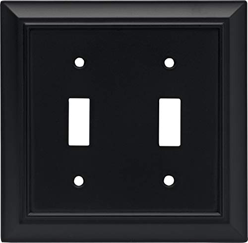 Franklin Brass Architectural (1-Pack) Decorative Light Switch Cover Matte Black 2-Gang Wall Plate Double Toggle Electrical Outlet Guard 64217